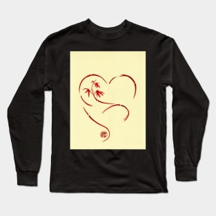 FOREVER YOURS,  Sumi-e Enso Ink Brush Pen Heart Painting Long Sleeve T-Shirt